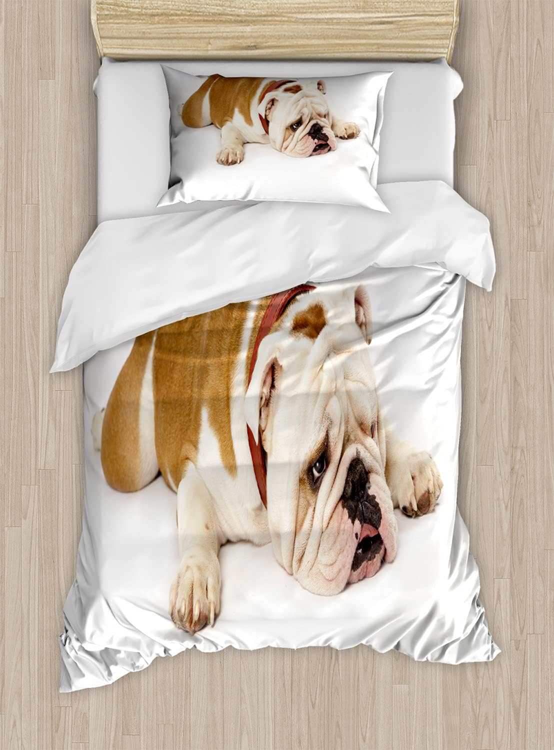 Ambesonne English Bulldog Duvet Cover Set Brown Cream 1