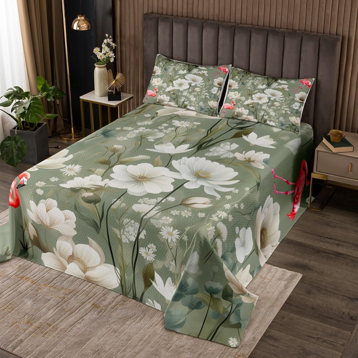 Erosebridal Flamingo Bedspread Set for Girls Women