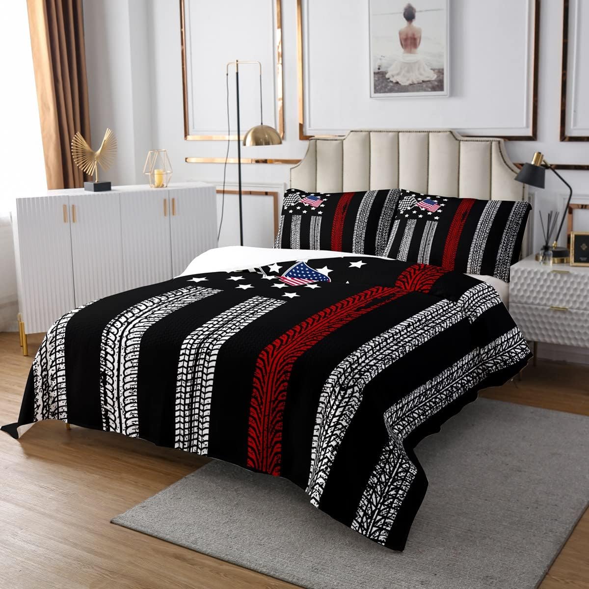 Erosebridal American Flag Bedspread Set Queen
