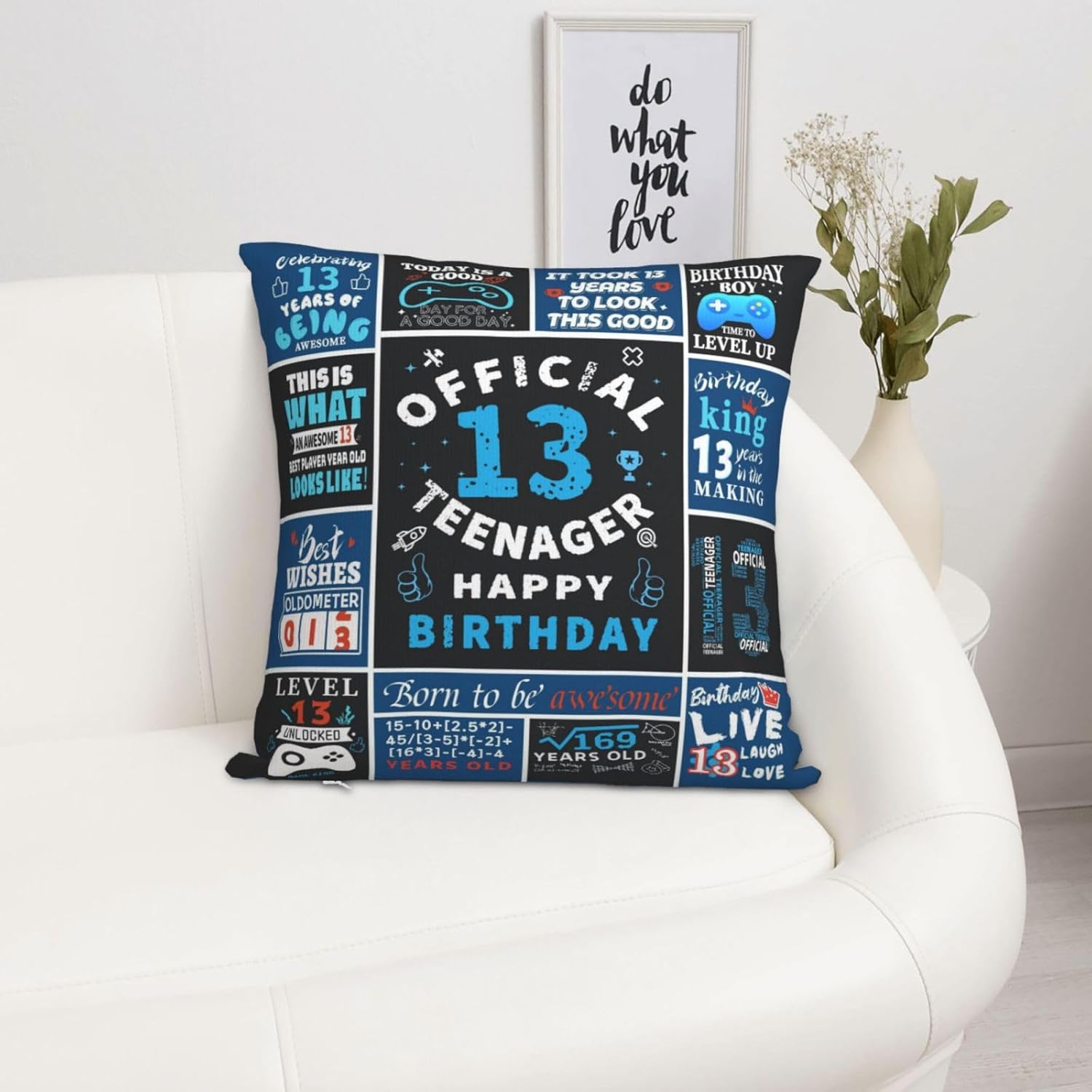 13th Birthday Pillow Covers 18x18 Inch for Boys