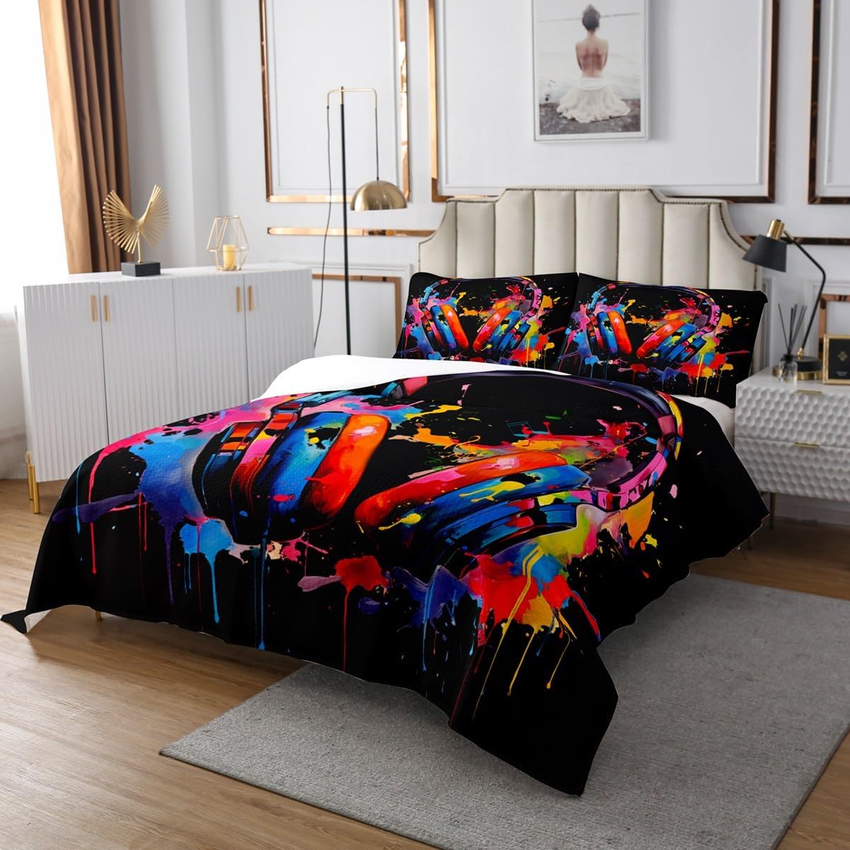 Erosebridal Rainbow Headset Bedding Set for Kids