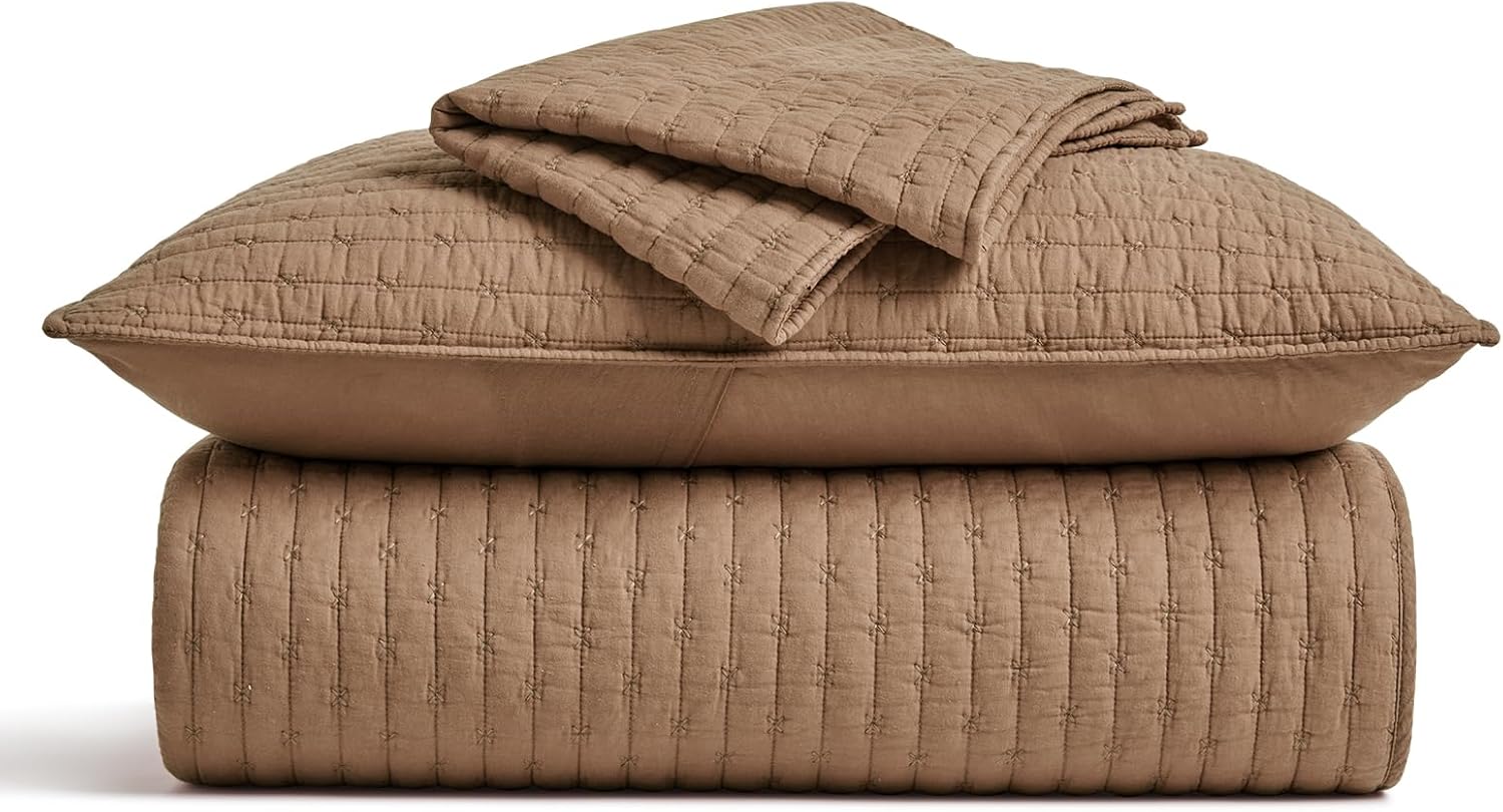 EVERGRACE Cross Stitch Cotton Quilt Bedding Set King Size