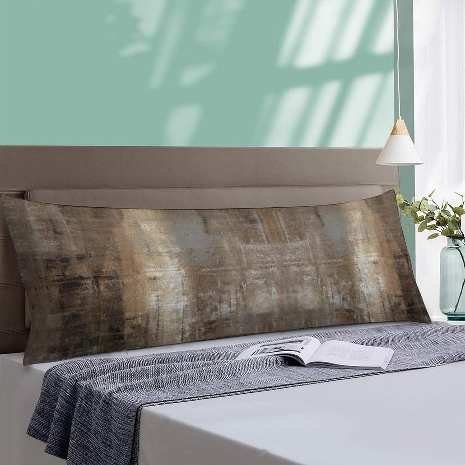 Brown Gray Abstract Body Pillow Cover with Zipper 20x54