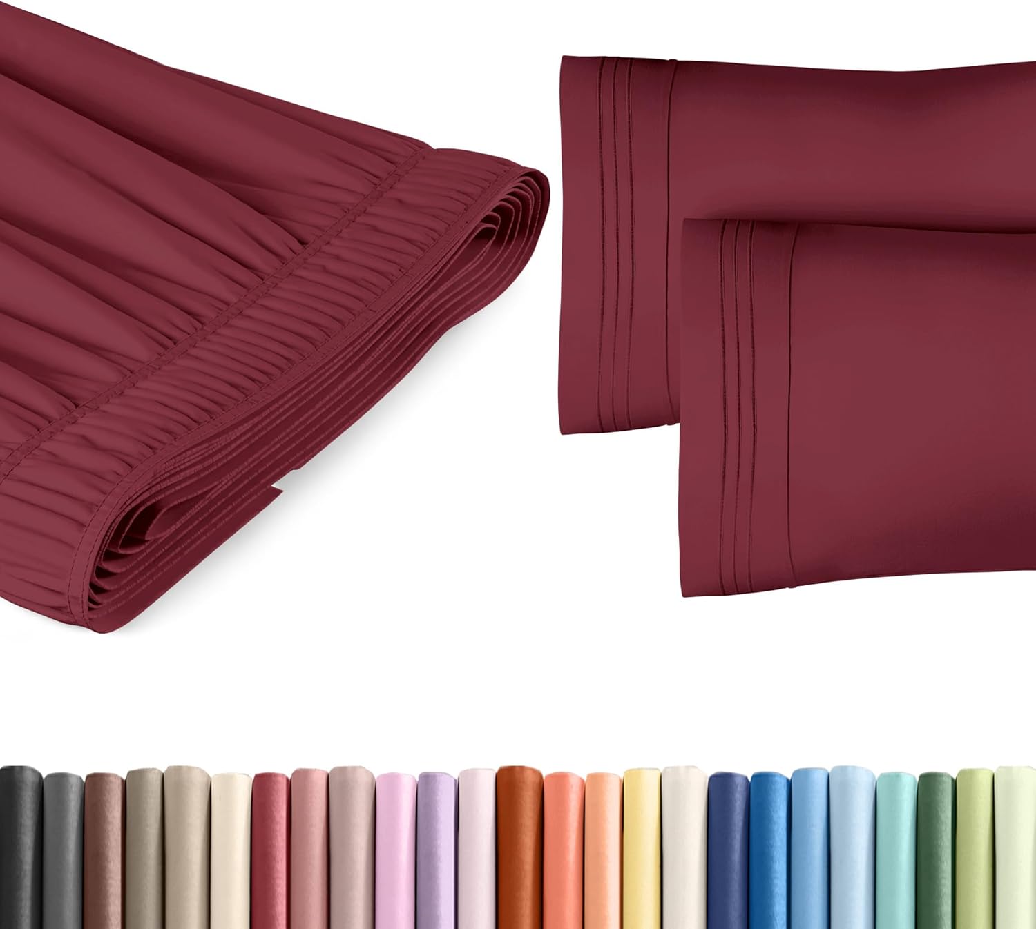 Wrap Around Dust Ruffle Bed Skirt Set - Burgundy for Twin Bed