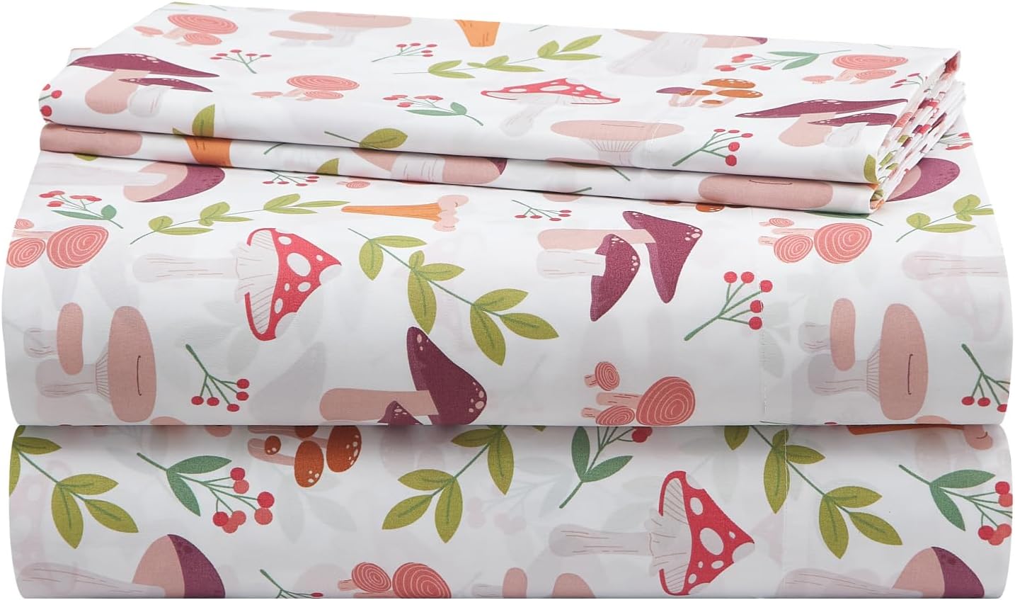 Urban Lifestyle Twin Sheet Set with Wild Mushroom Print