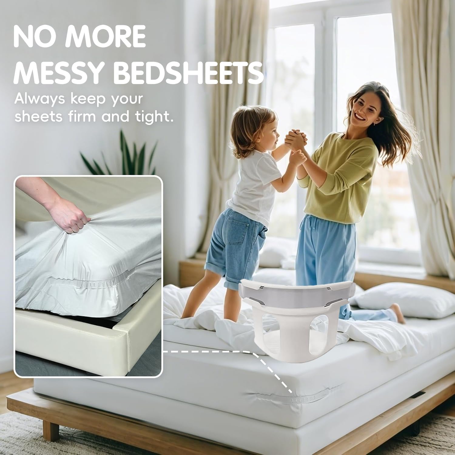 4 Pack Lock Sheet Holders for Secure Bed Sheets