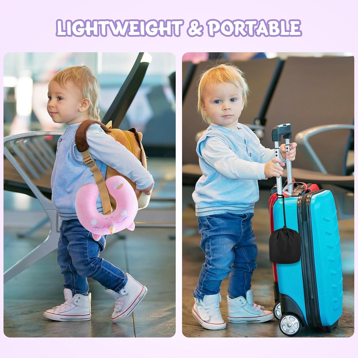 Cirorld Travel Pillow for Kids 3-8 YO Pink