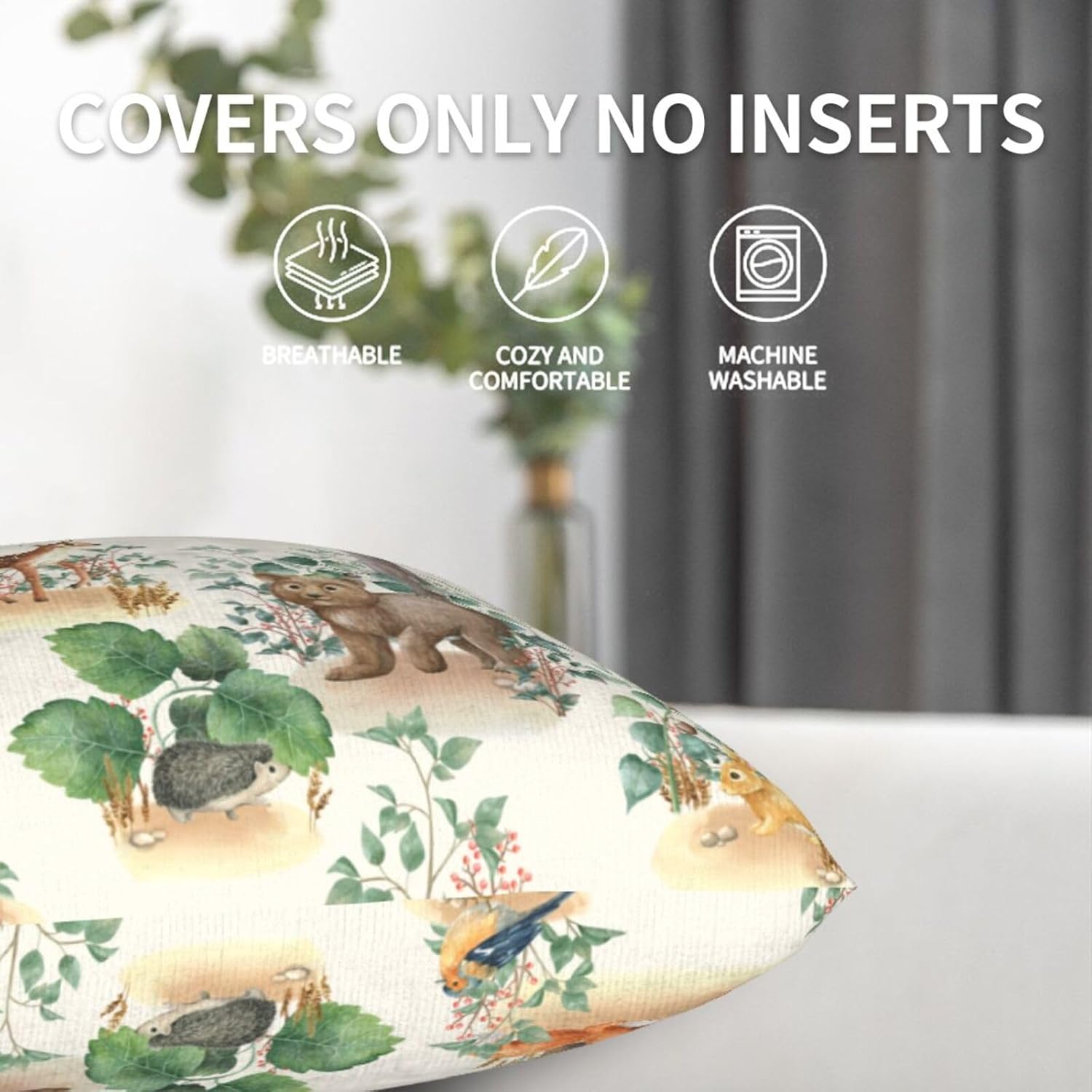 SENRUEGT Woodland Animal Pillow Covers 16x16