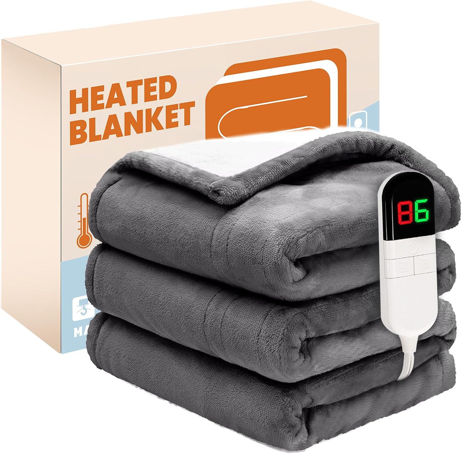 PTQ Electric Heated Blanket 50x60 Light Grey