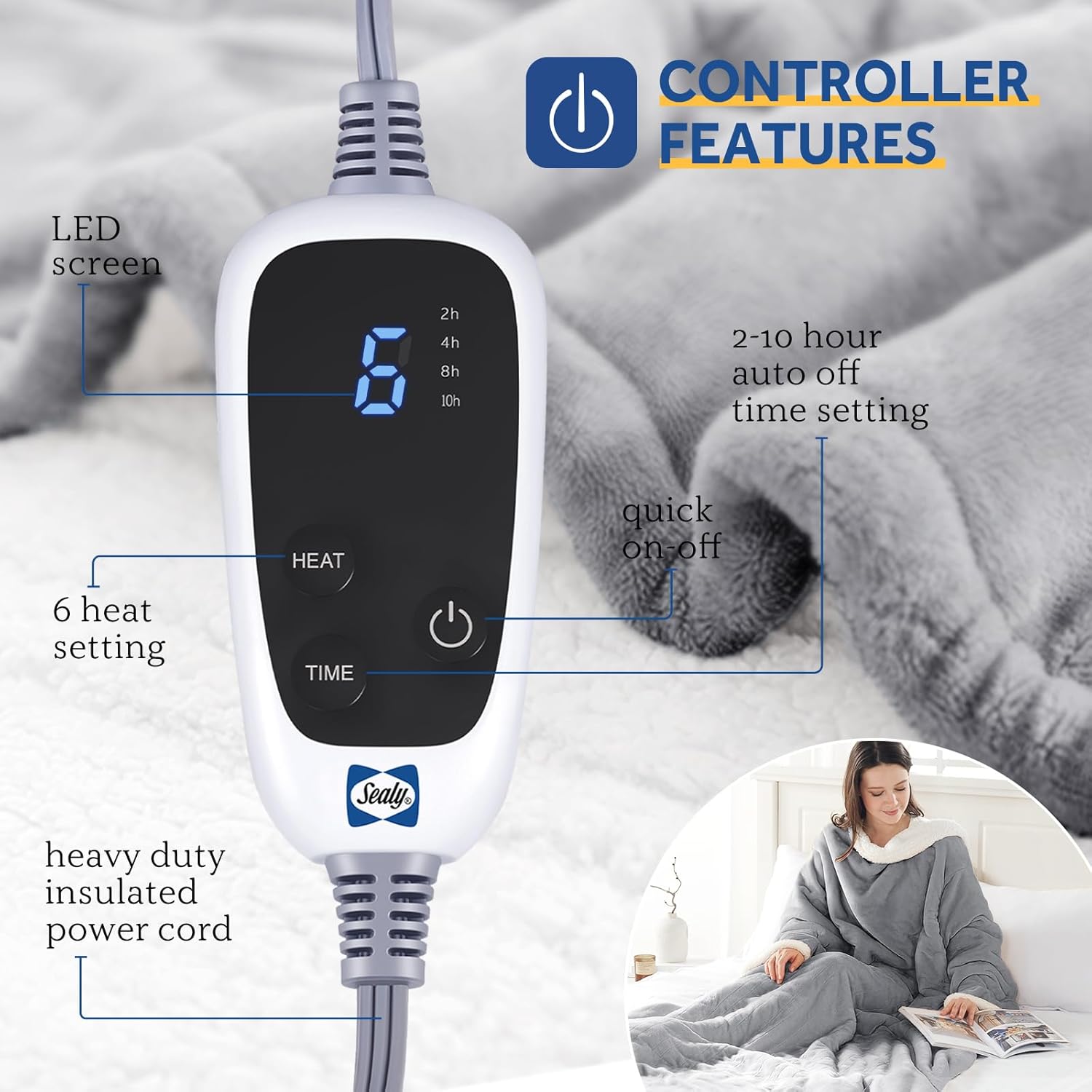 Sealy Wearable Electric Blanket with Foot Pocket and Sleeves 1