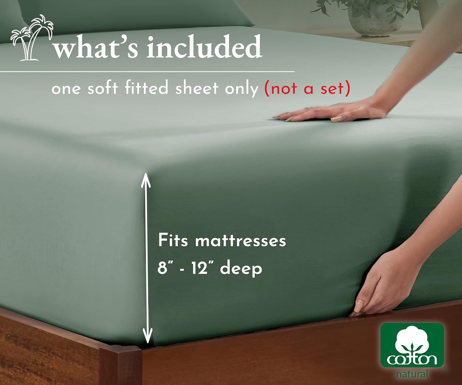 California Design Den Twin XL Fitted Sheet Sage Green