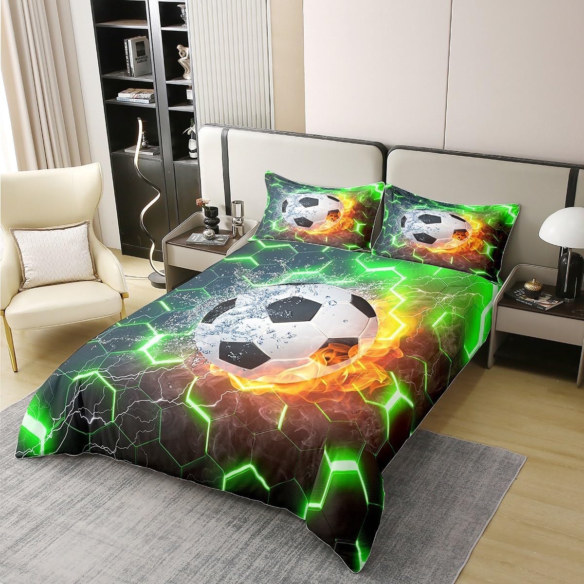 Erosebridal Kids Soccer Duvet Cover Set