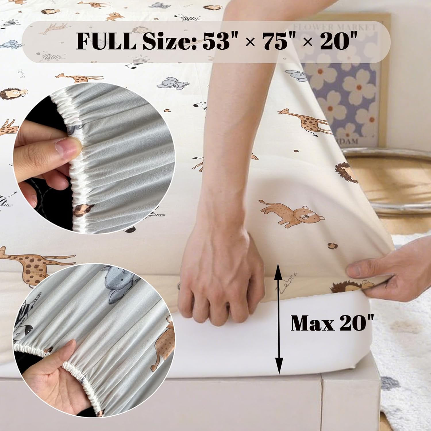 MorroMorn Fitted Sheet Full Size - Cute Animal Microfiber