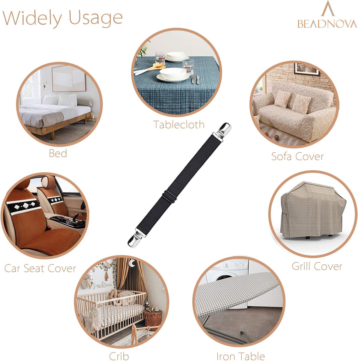 BEADNOVA Adjustable Sheet Suspenders 4 Pcs