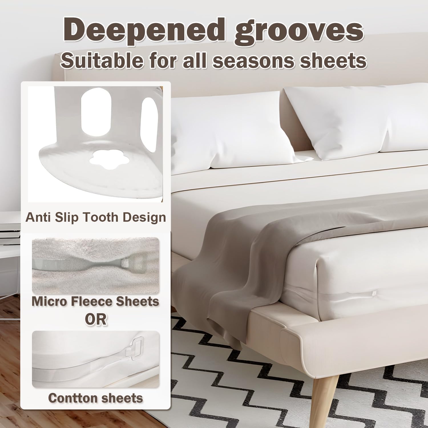 4 Pack Lock Sheet Holders for Secure Bed Sheets