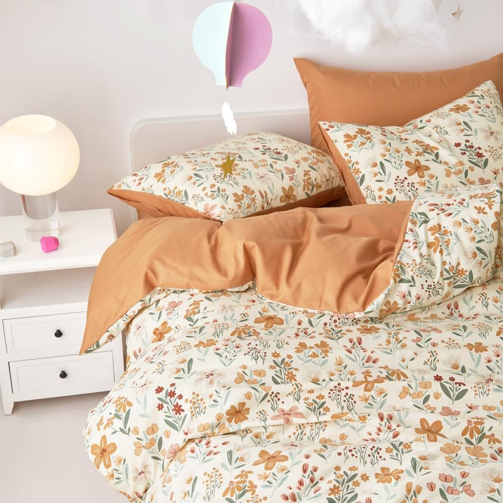 Wake In Cloud - Floral Comforter Set for Girls