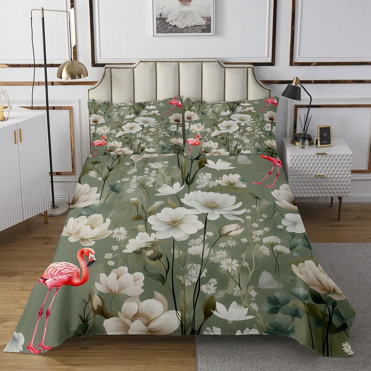 Erosebridal Flamingo Bedspread Set for Girls Women