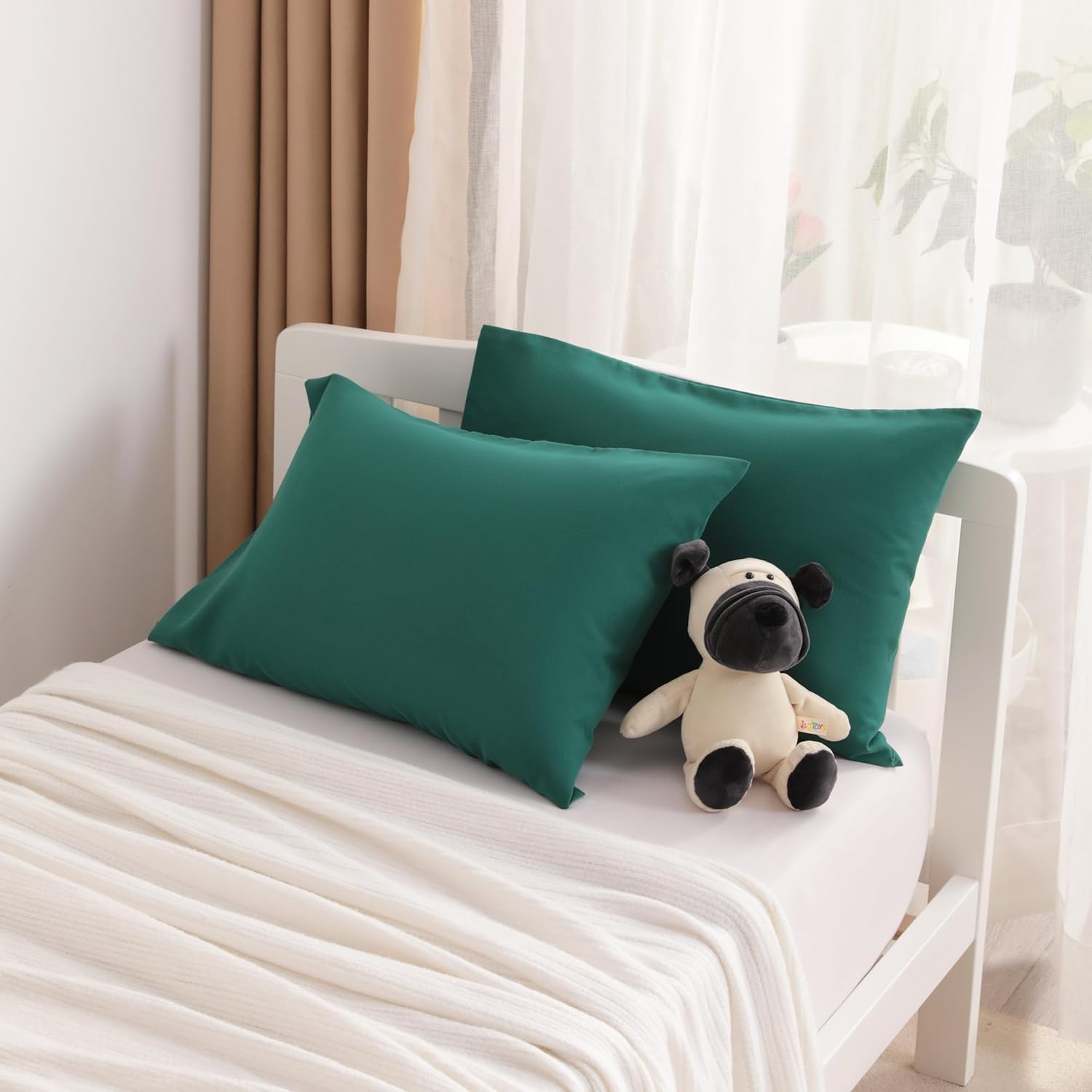 FLXXIE 2 Pack Microfiber Toddler Pillowcases Dark Green