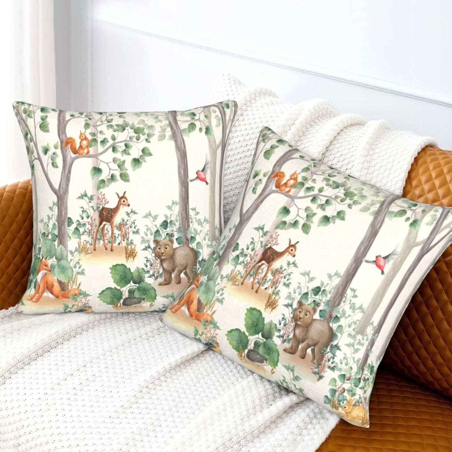 SENRUEGT Woodland Animal Pillow Covers 16x16