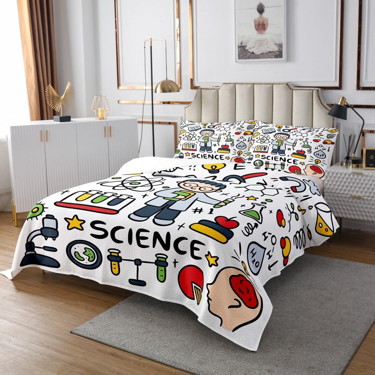 Erosebridal Science Bedspread Queen Size Set