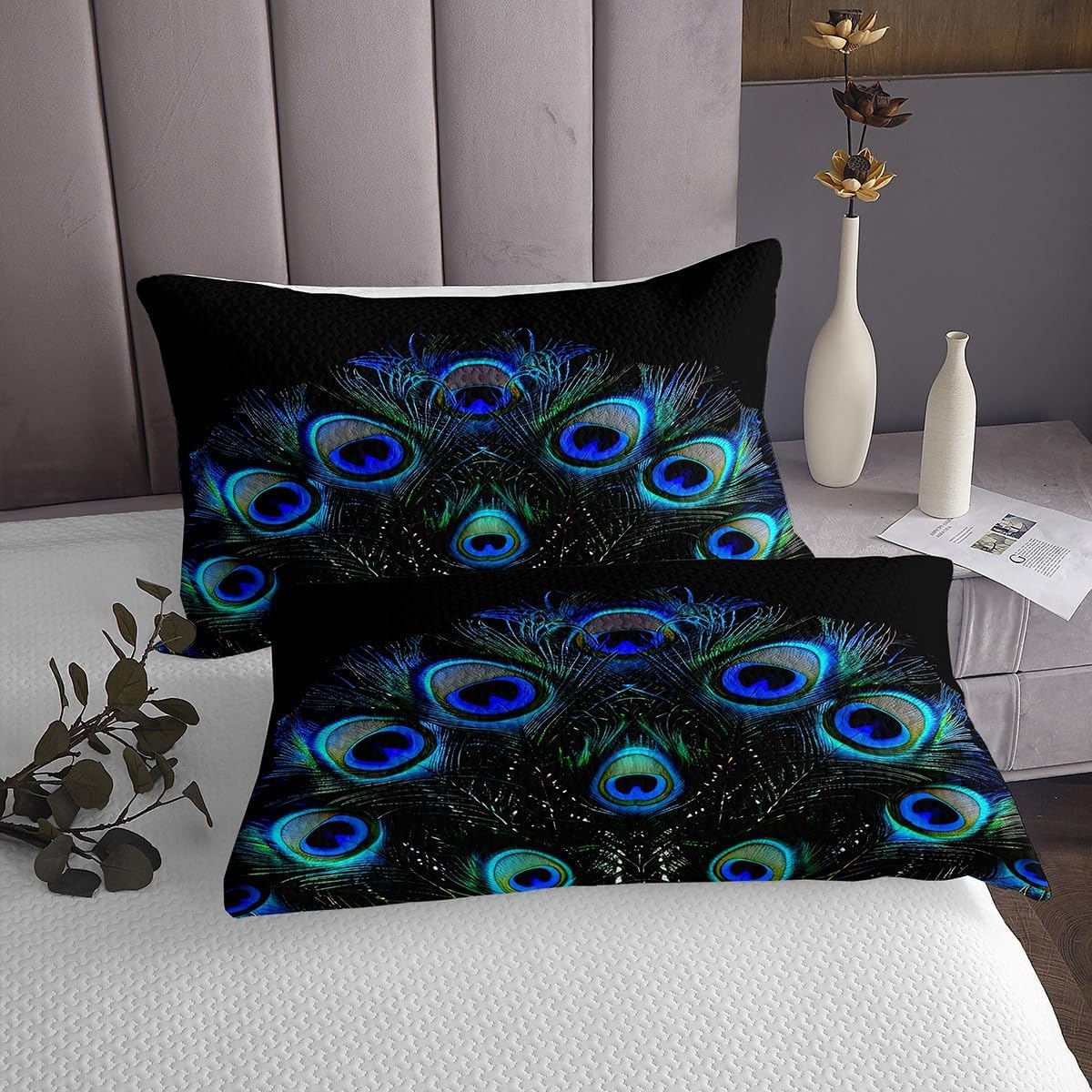 Erosebridal Peacock Feather Bedspread Set for Kids