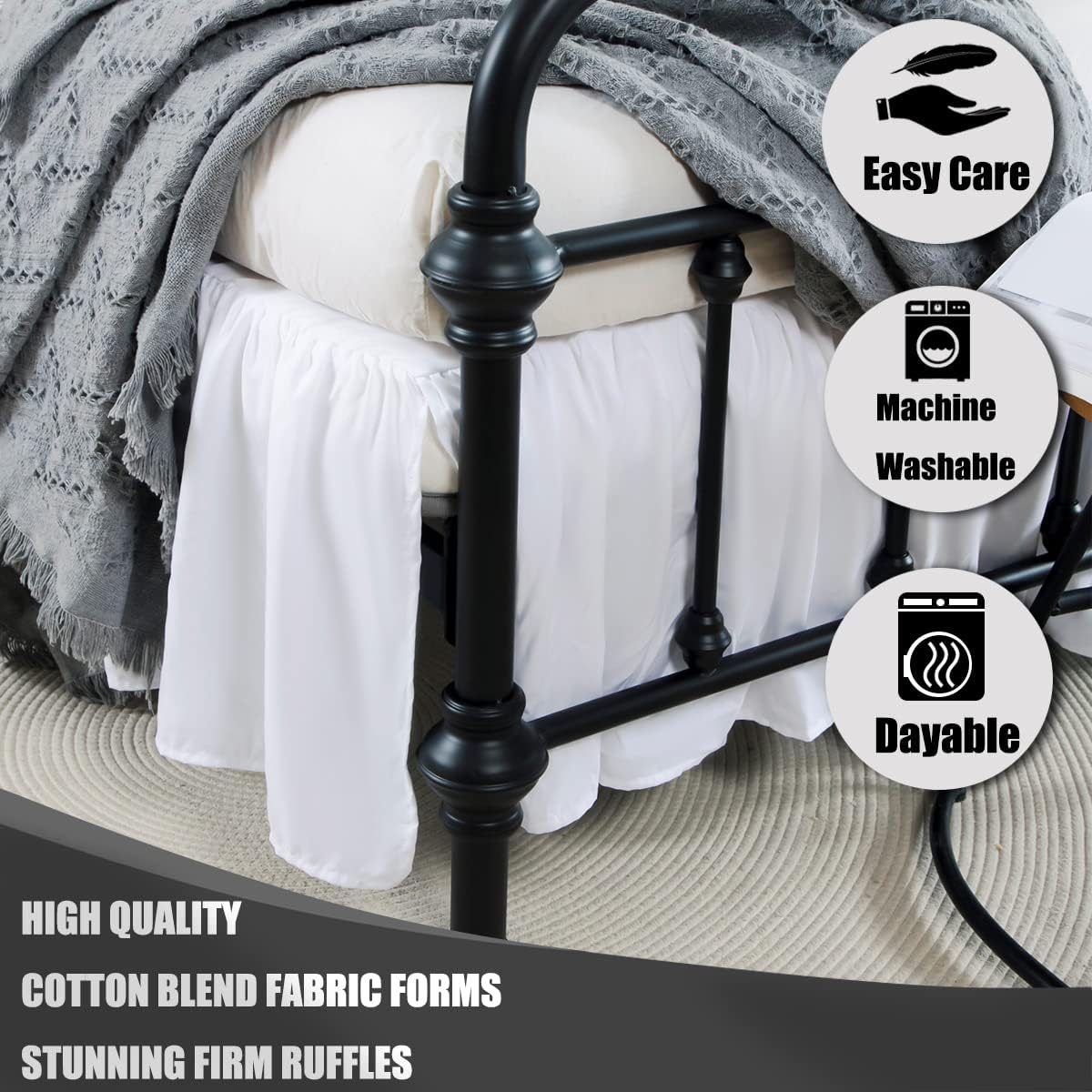 TSUTOMI Queen Bed Skirt 14 Inch Drop Ruffled Microfiber