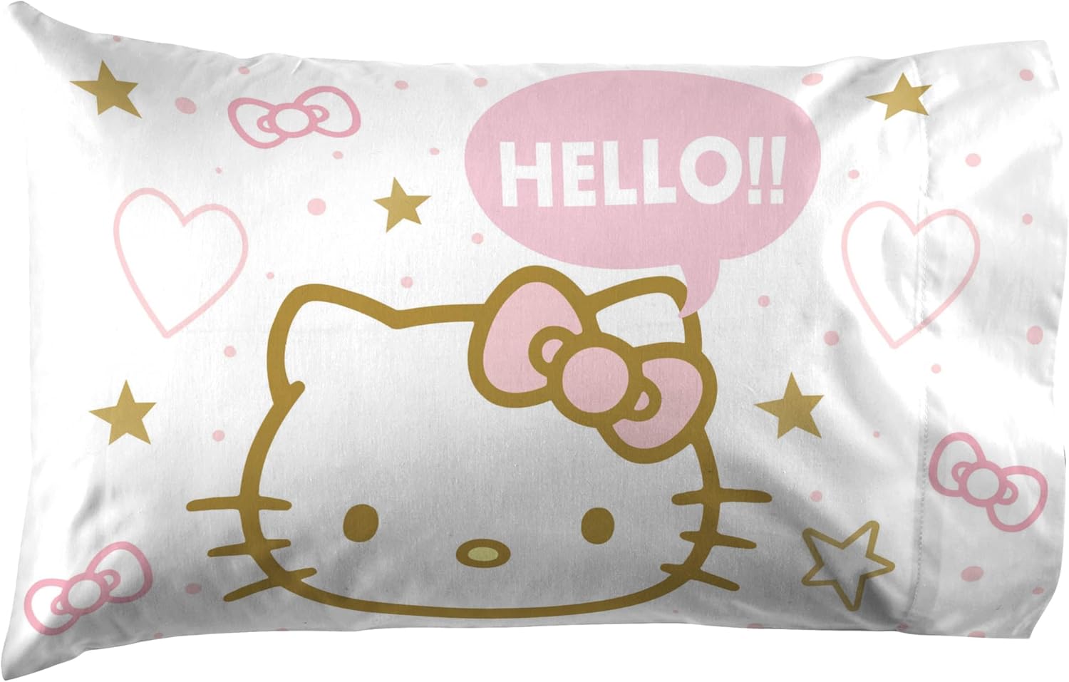 Jay Franco Hello Kitty Queen Sheet Set - 4 Piece Microfiber Stars Hearts Bedding