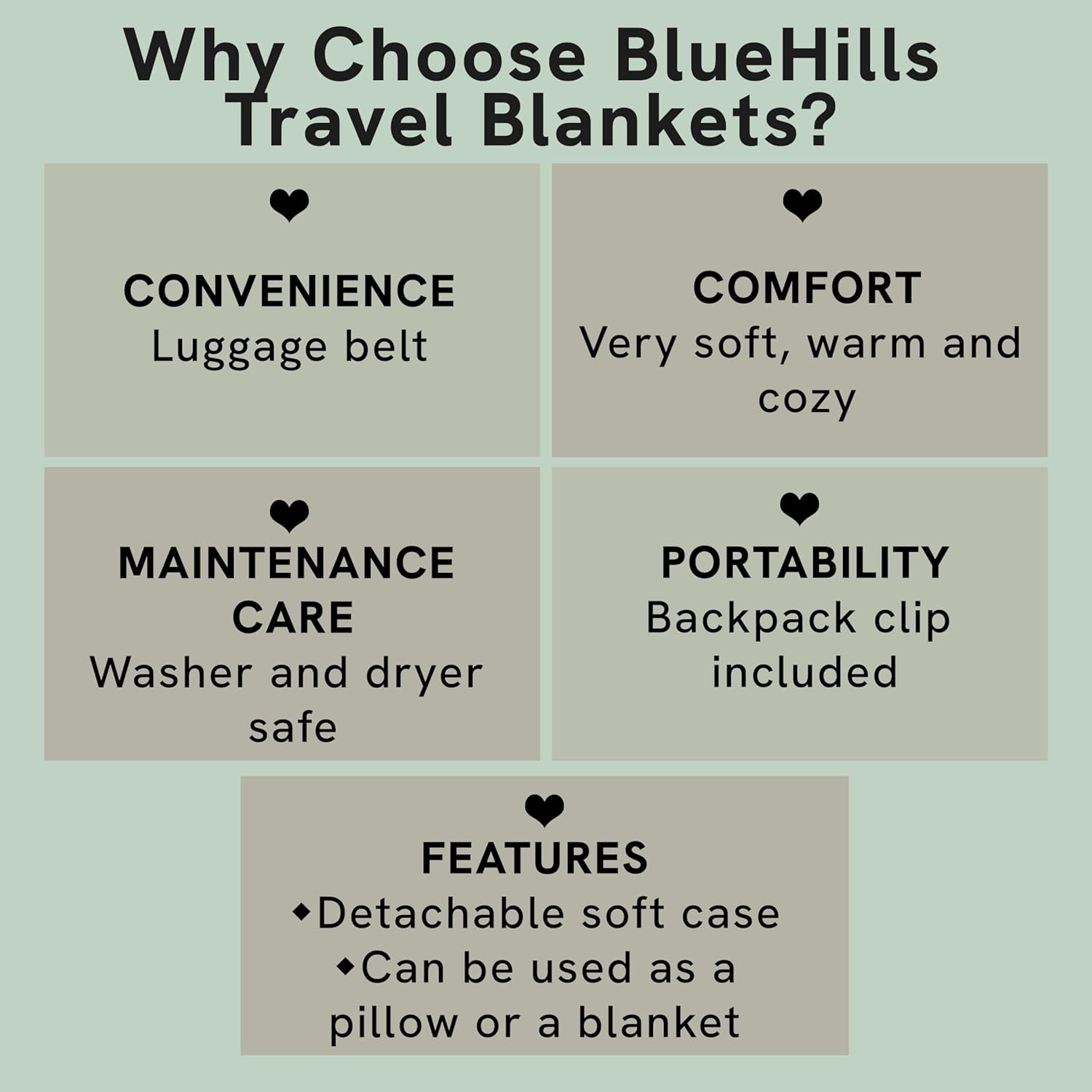 BlueHills Premium Travel Blanket Pillow 70x48 Inch