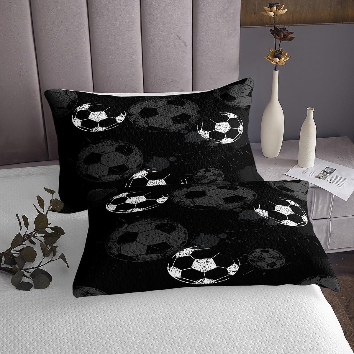 Castle Fairy Soccer Pattern Bedspread Set Queen Size for Kids