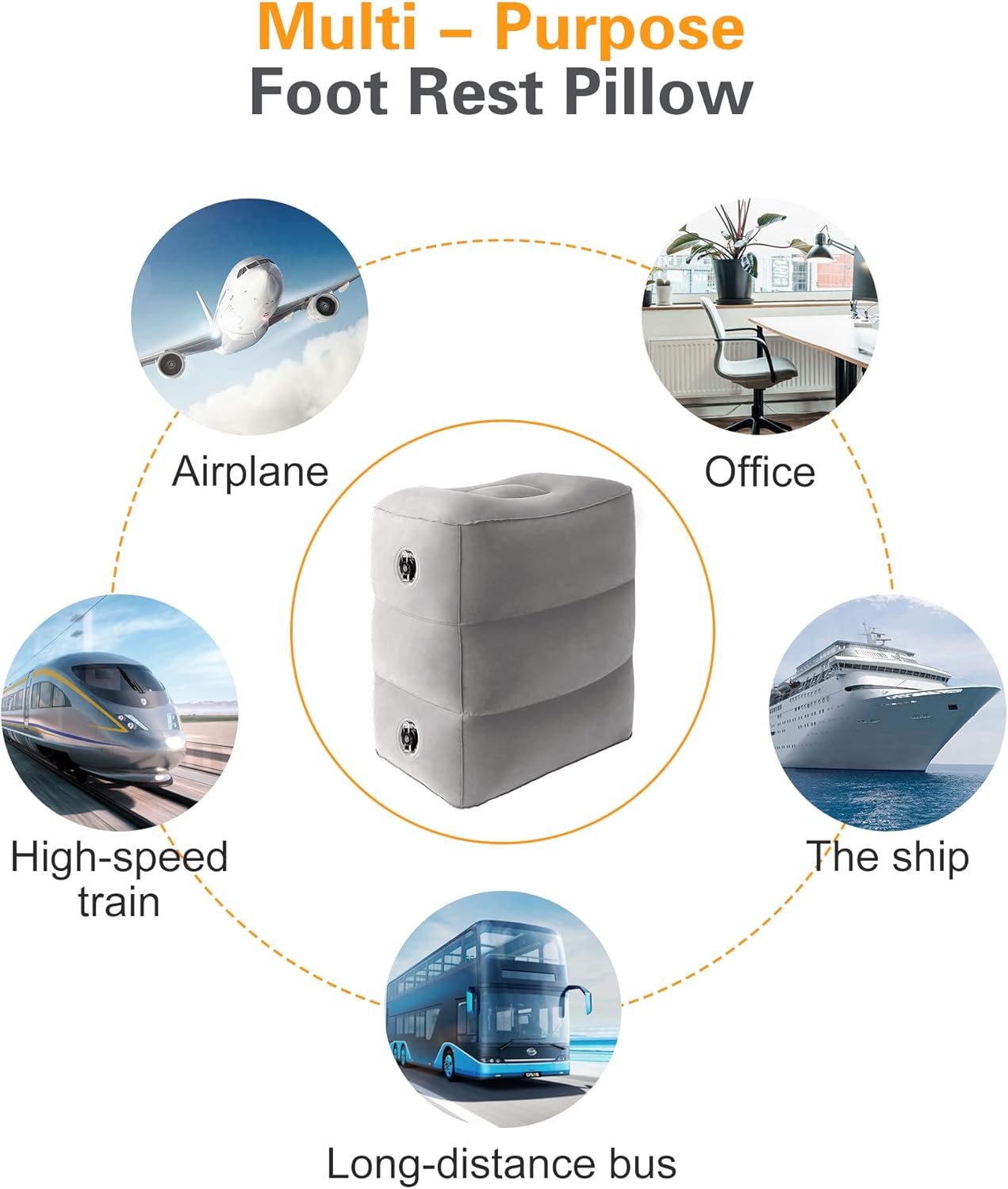 Sunany Inflatable Travel Foot Rest Pillow 2 Pack