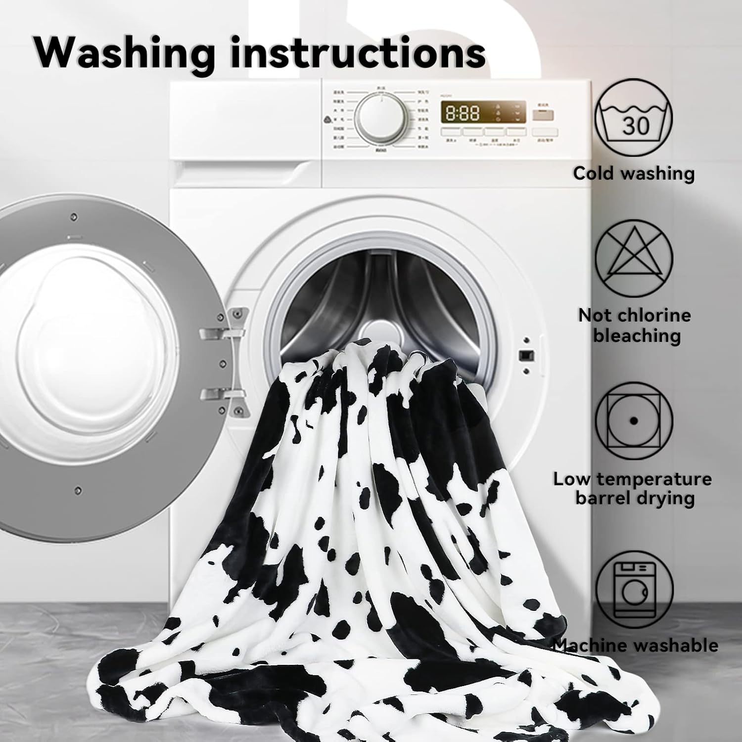 Cow Print Blanket - 50x60 Plush Fuzzy Fleece Throw for Kids Adults