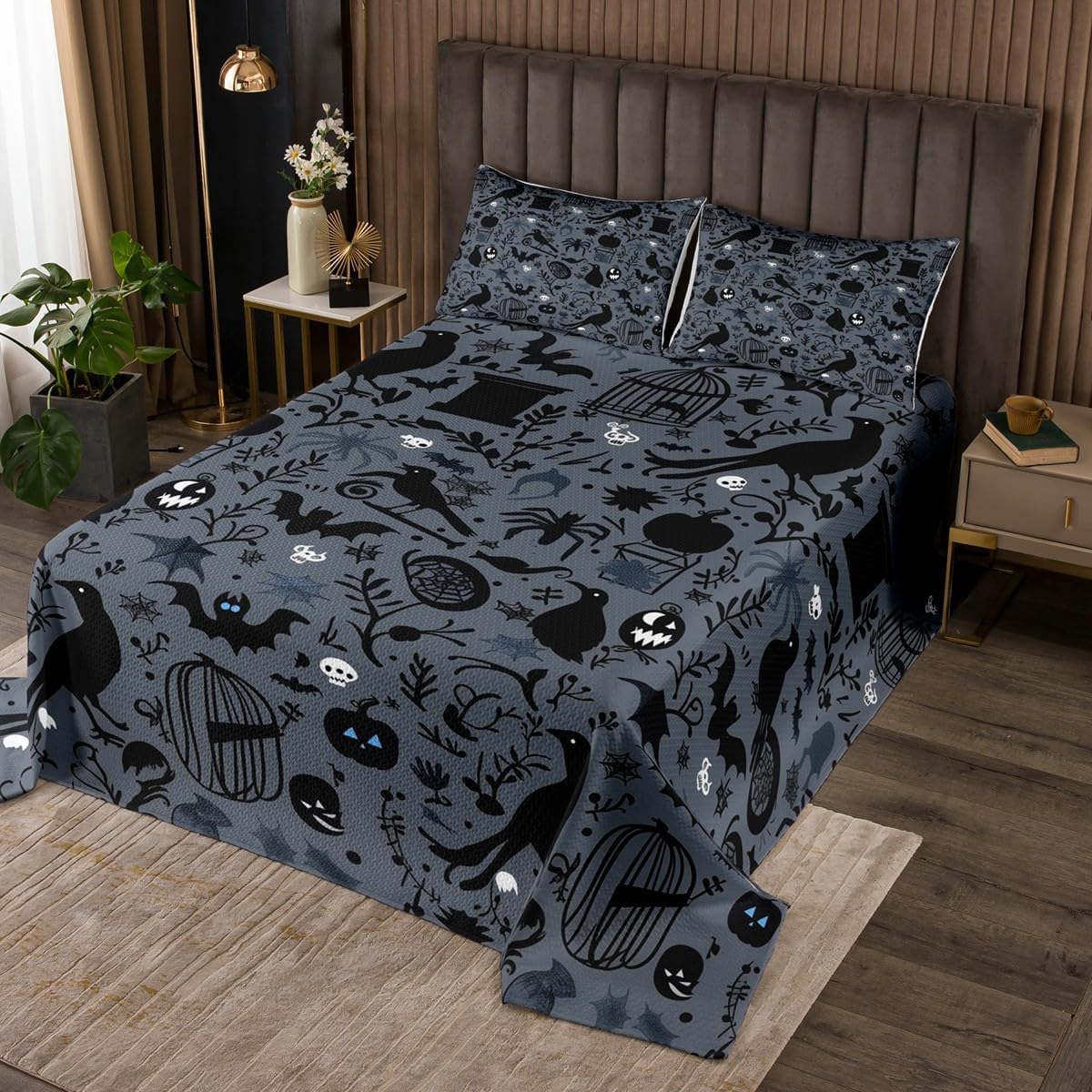 Feelyou Halloween Bats Bedspread Set for Kids