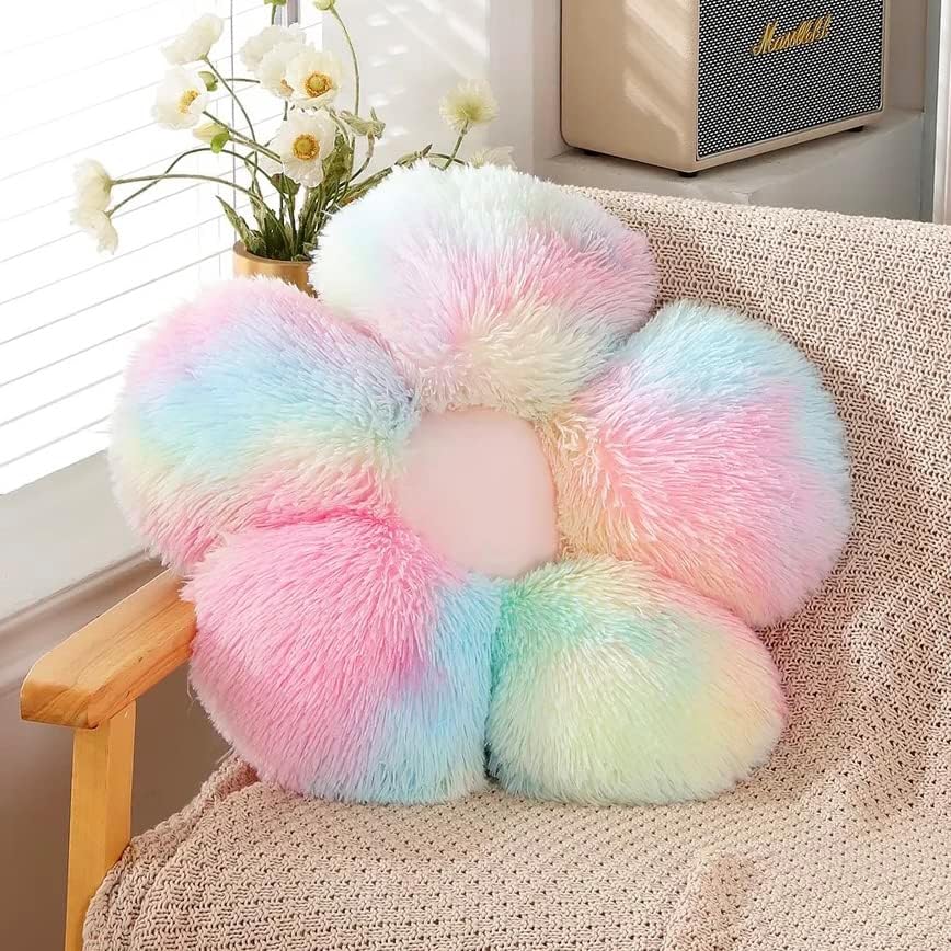 UGEYAO Rainbow Pink Flower Shaped Throw Pillow