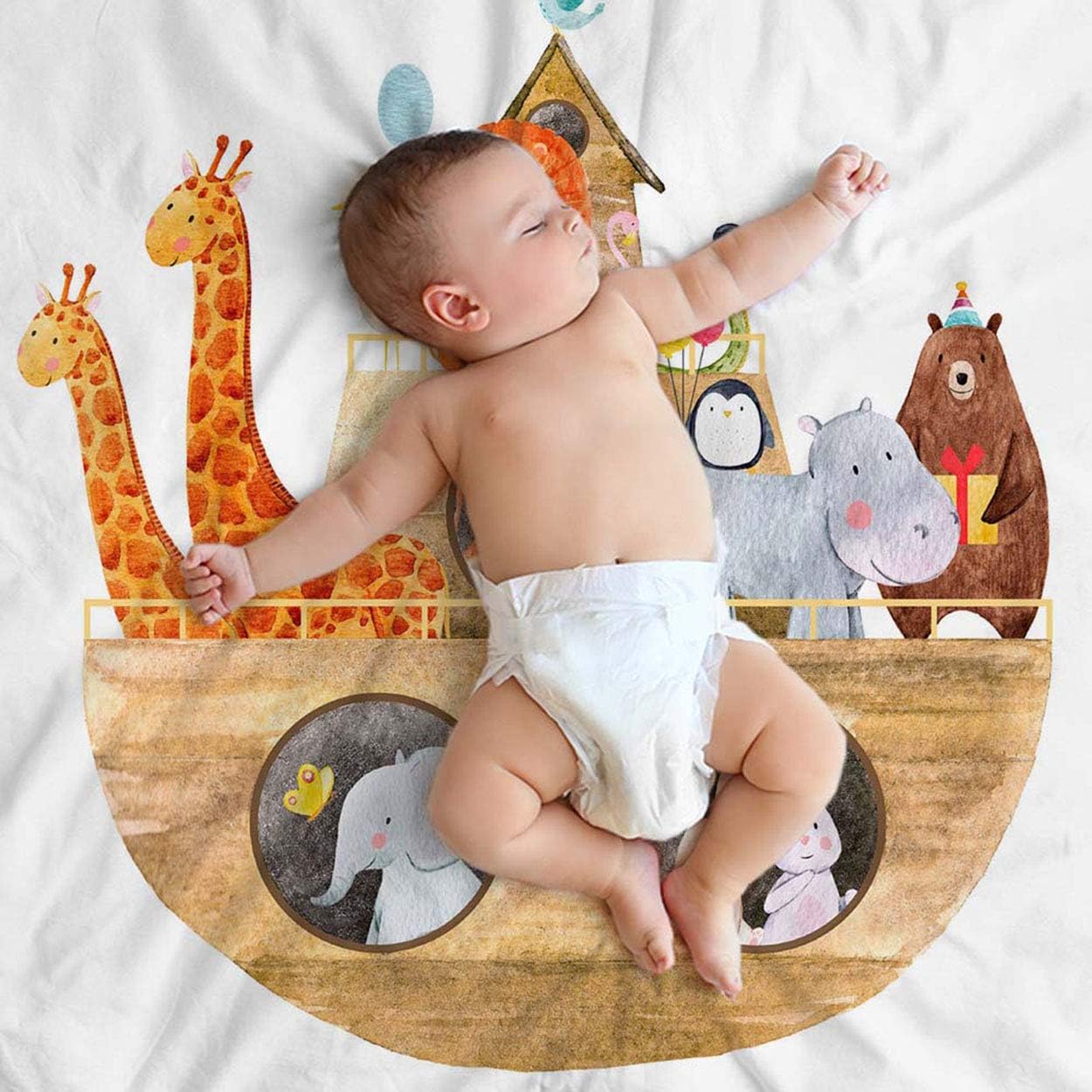 Mugod Soft Flannel Throw Blanket with Noahs Ark Animals