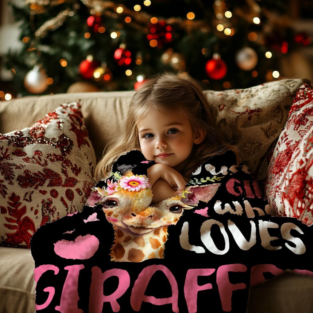 Just A Girl Who Loves Giraffes Throw Blanket