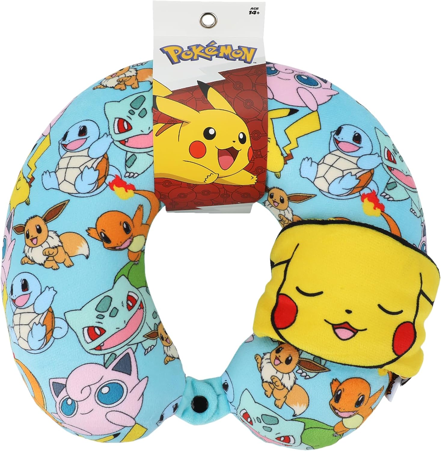 Bioworld Pokemon Pikachu 2-Piece Travel Eye Mask and Pillow Set