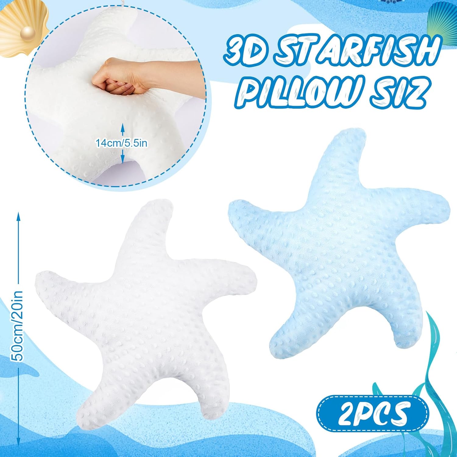 Tatuo 2 Pcs Starfish Throw Pillow Plush
