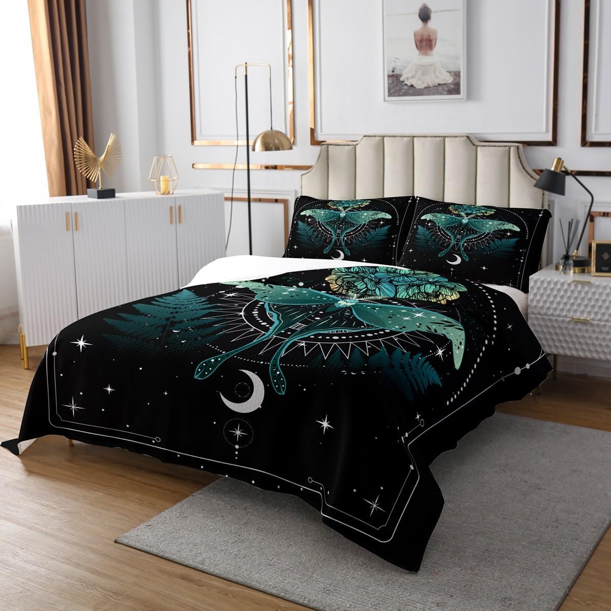 Castle Fairy Moth Bedspread Set for Kids Twin Size