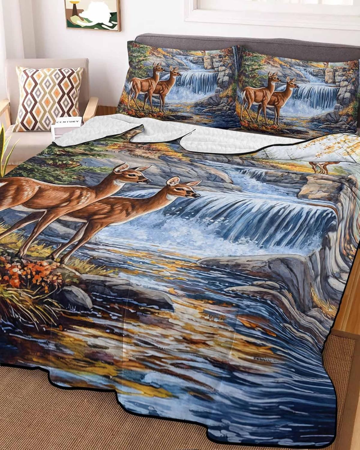 Stongaro Autumn Deer Comforter Set 3 Pieces Twin XL