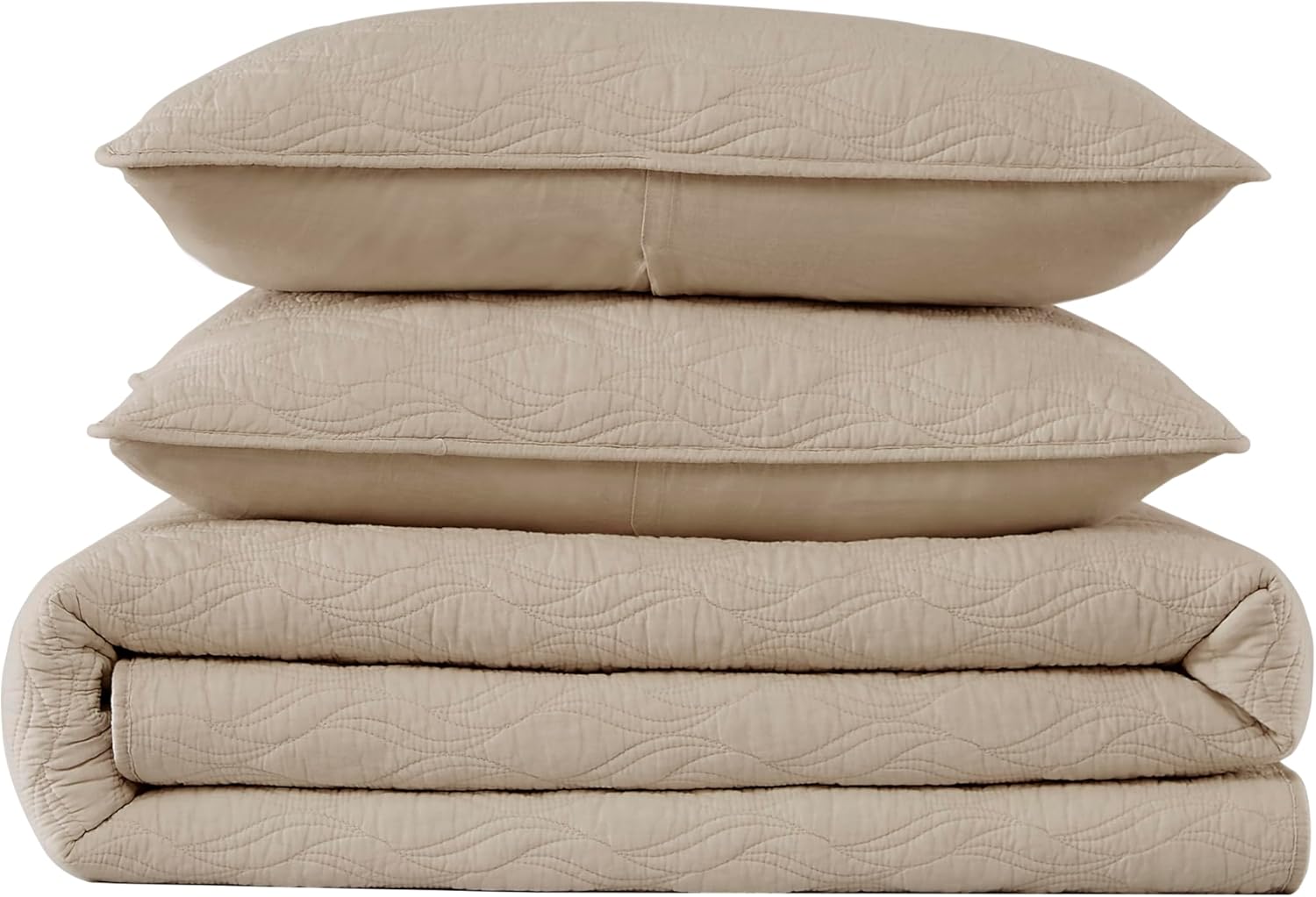 Palassio Dark Beige Cotton Quilt Queen Set with Pillow Shams