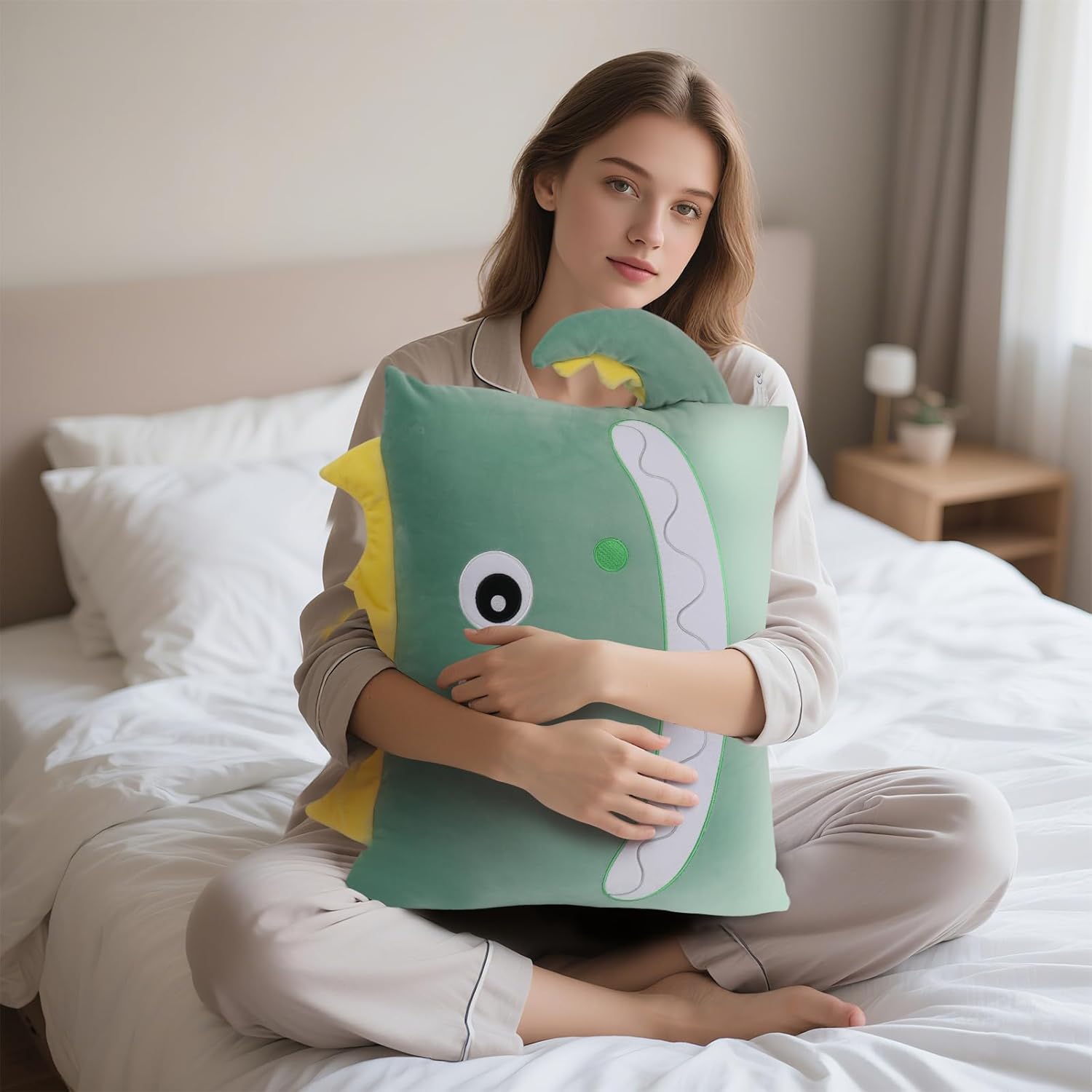 Dinosaur Plush Pillowcase - Soft 26x20 Inches for Kids