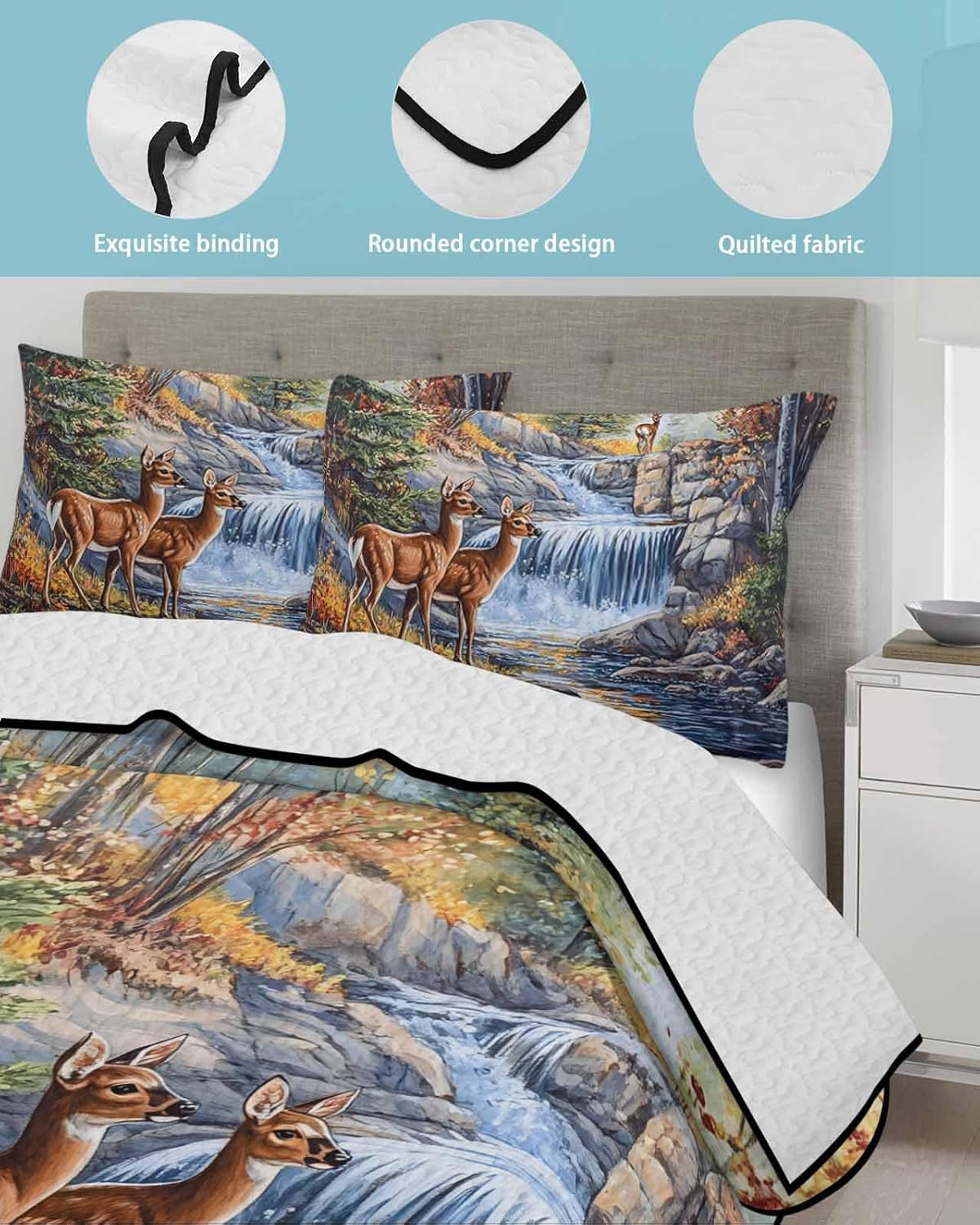 Stongaro Autumn Deer Comforter Set 3 Pieces Twin XL