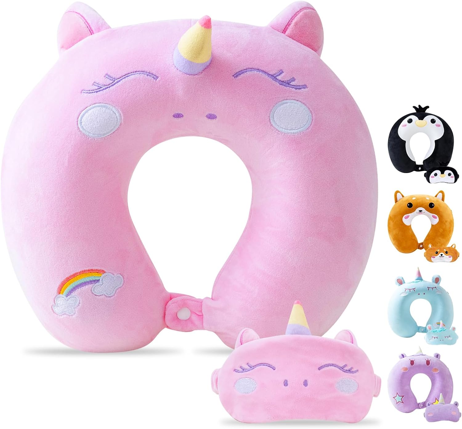 Cirorld Travel Pillow for Kids 3-8 YO Pink