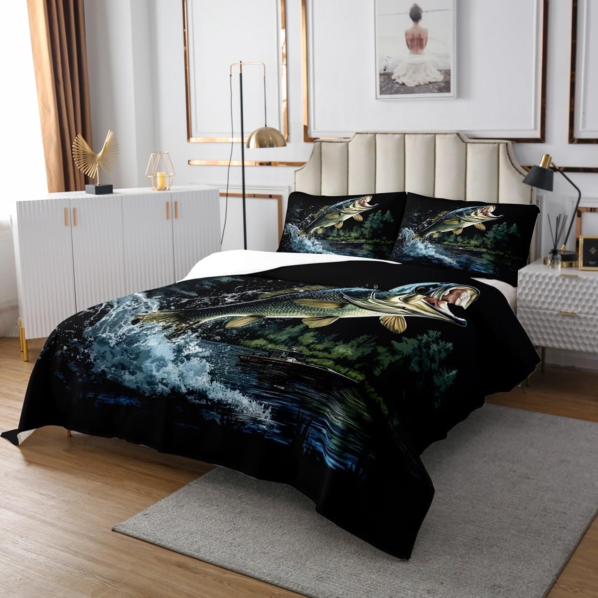 Feelyou Big Pike Fish Bedspread Set for Kids