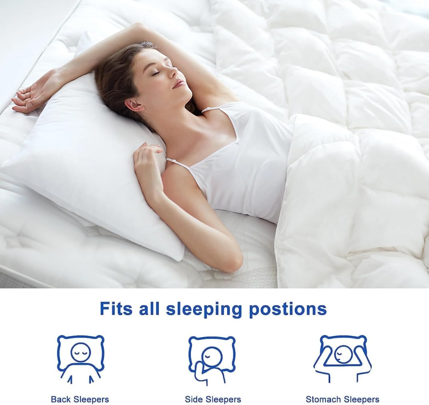 FZZOR Soft Flat Comfy Bed Pillow Set of 2