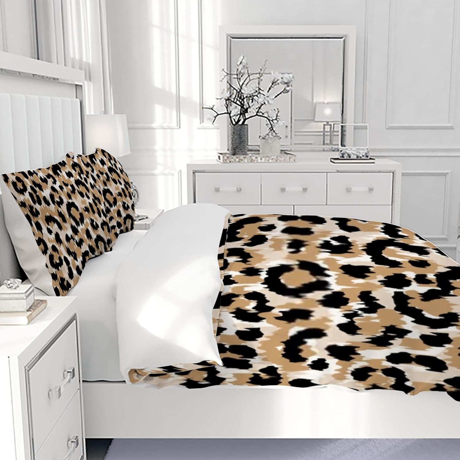 Hapuxt Home Duvet Cover Set Leopard Print 3 Pieces California King