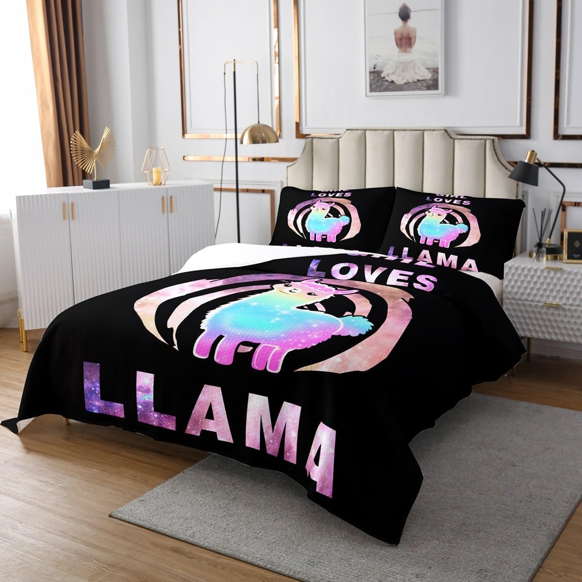 Feelyou Cute Llama Coverlet Set for Kids 1