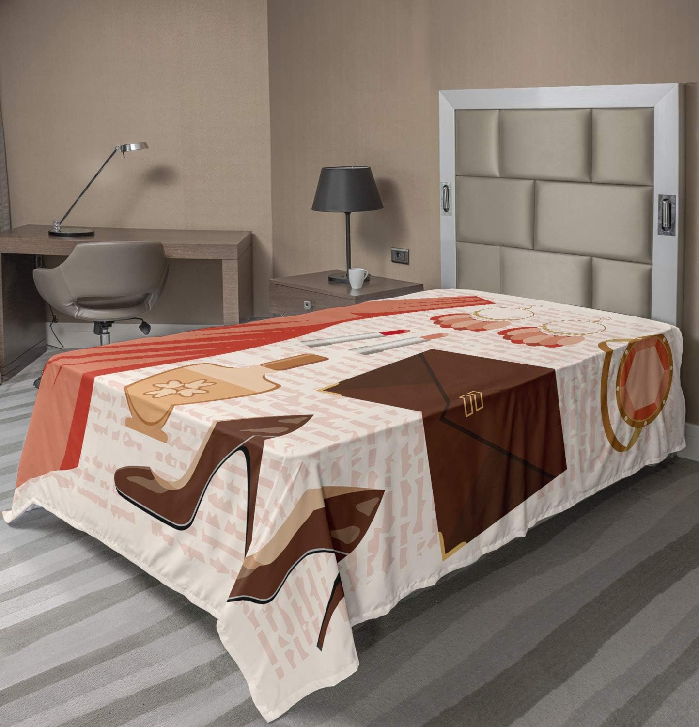 Ambesonne Salmon Brown Flat Sheet TwinXL