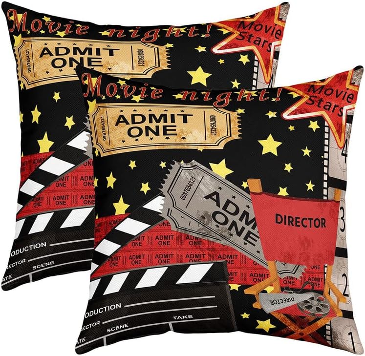 Feelyou Movie Night Reversible Pillow Covers Set of 2 20x20 Inch