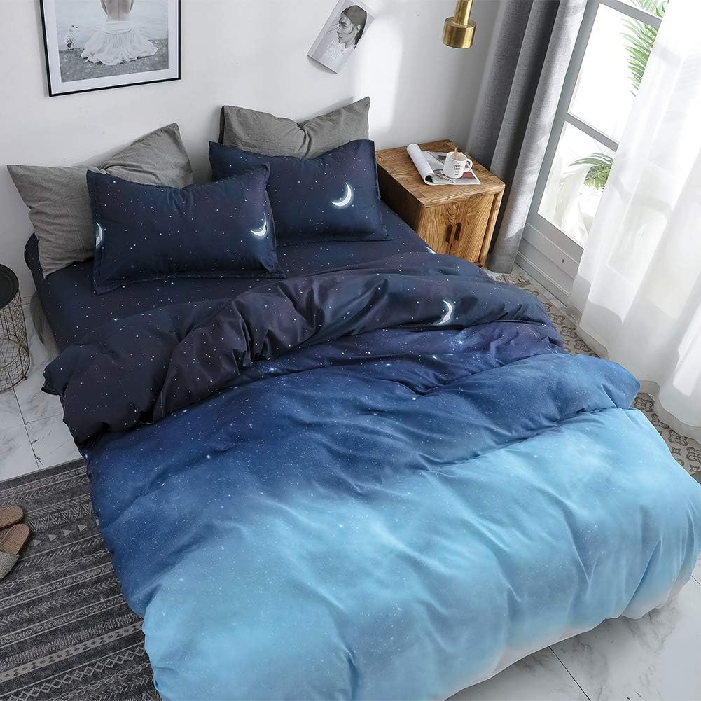 HYPREST Kids Duvet Cover Set Twin 2 Pcs Space Galaxy Print